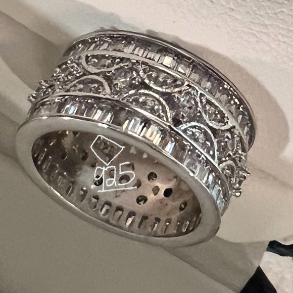 Art Deco Filigree Ring Pavé Diamond Band 18K Gold & 925-Very beautiful! - Picture 5 of 15